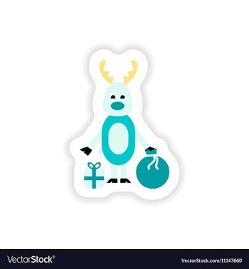 Paper sticker on white background deer gifts vector image