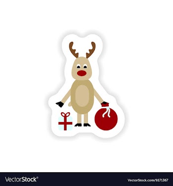 Paper sticker on white background deer gifts vector image