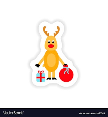 Paper sticker on white background deer gifts vector image