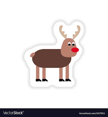 Paper sticker on white background deer snow vector image