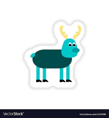 Paper sticker on white background deer snow vector image