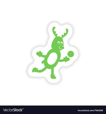 Paper sticker on white background deer snow vector image