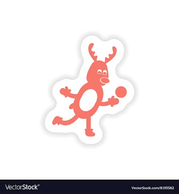 Paper sticker on white background deer snow vector image
