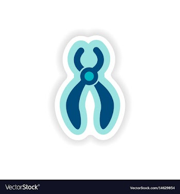 Paper sticker on white background dental pliers vector image