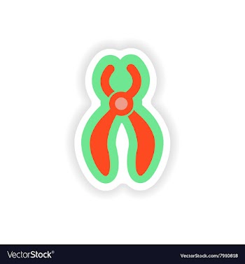 Paper sticker on white background dental pliers vector image