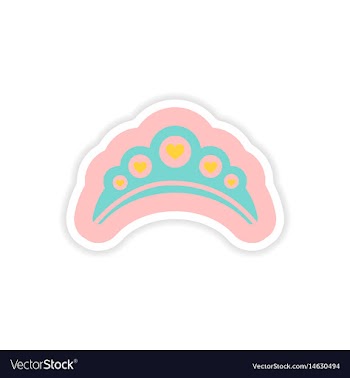 Paper sticker on white background diadem heart vector image