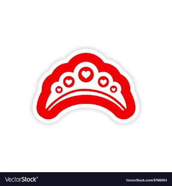 Paper sticker on white background diadem heart vector image
