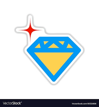 Paper sticker on white background diamond crystal vector image