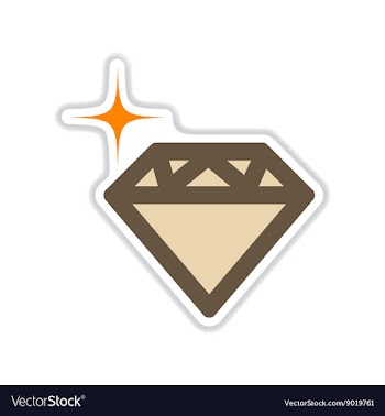 Paper sticker on white background diamond crystal vector image