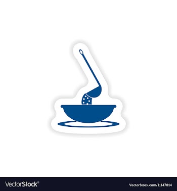 Paper sticker on white background dish soup vector image