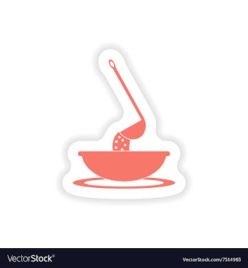Paper sticker on white background dish soup vector image
