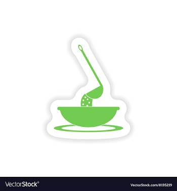 Paper sticker on white background dish soup vector image