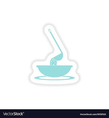 Paper sticker on white background dish soup vector image
