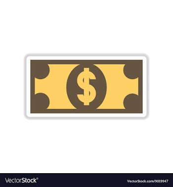 Paper sticker on white background dollar banknote vector image