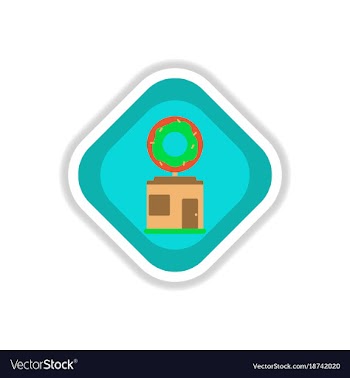 Paper sticker on white background donut shop vector image