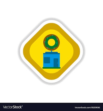 Paper sticker on white background donut shop vector image