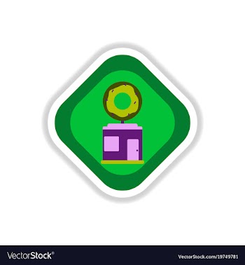 Paper sticker on white background donut shop vector image