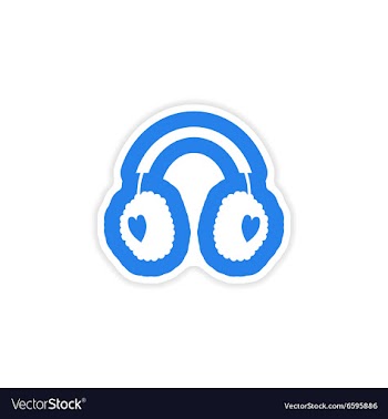 Paper sticker on white background earmuffs hearts vector image