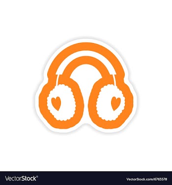 Paper sticker on white background earmuffs hearts vector image