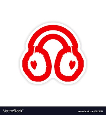 Paper sticker on white background earmuffs hearts vector image