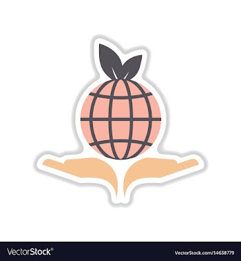 Paper sticker on white background earth hands vector image