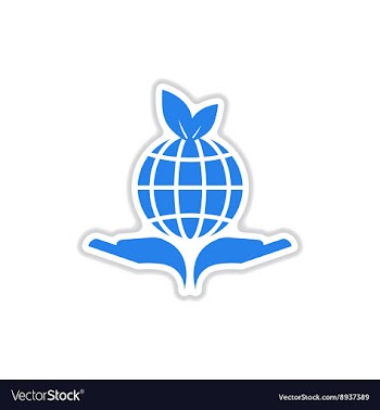 Paper sticker on white background Earth hands vector image