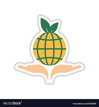 Paper sticker on white background Earth hands vector image