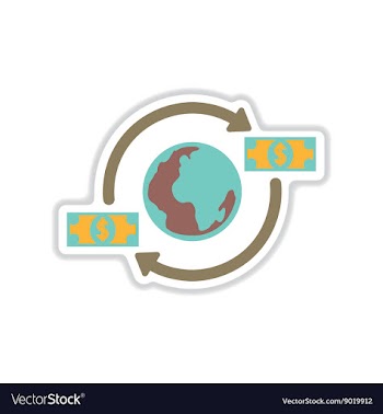 Paper sticker on white background Earth money vector image