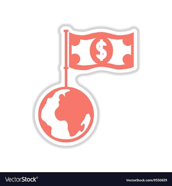 Paper sticker on white background Earth money vector image