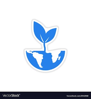 Paper sticker on white background Earth plant vector image