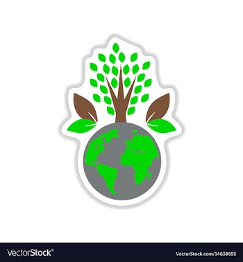 Paper sticker on white background earth plants vector image