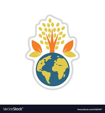 Paper sticker on white background Earth plants vector image