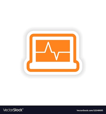 Paper sticker on white background ECG machine vector image
