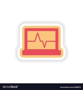 Paper sticker on white background ecg machine vector image