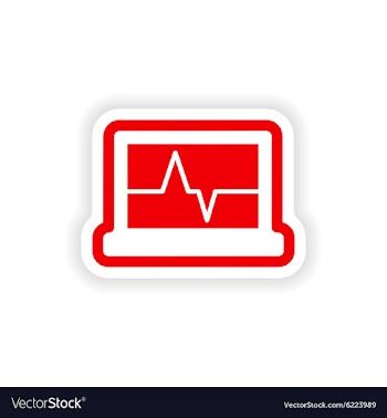 Paper sticker on white background ECG machine vector image
