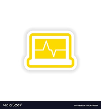 Paper sticker on white background ECG machine vector image