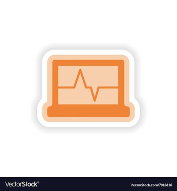 Paper sticker on white background ECG machine vector image
