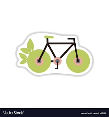 Paper sticker on white background eco bike vector image