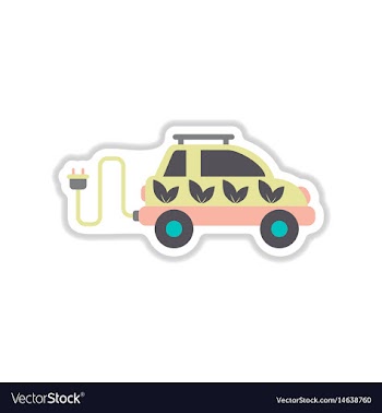 Paper sticker on white background eco car vector image