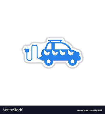 Paper sticker on white background eco car vector image