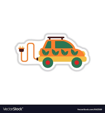 Paper sticker on white background eco car vector image