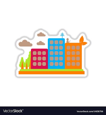 Paper sticker on white background eco-city vector image