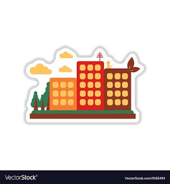 Paper sticker on white background eco-city vector image