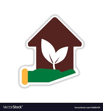 Paper sticker on white background eco house vector image