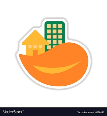 Paper sticker on white background eco house vector image