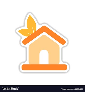 Paper sticker on white background eco house vector image