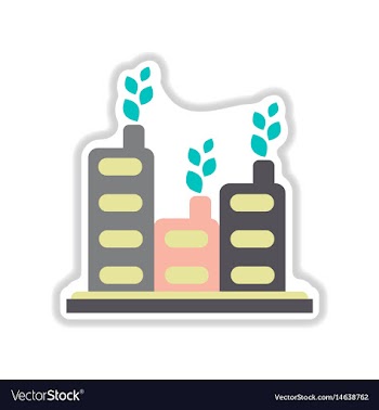 Paper sticker on white background eco-house vector image