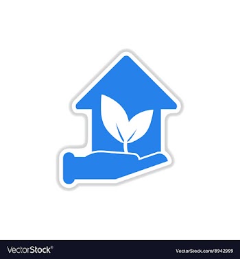 Paper sticker on white background Eco-house vector image