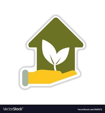 Paper sticker on white background Eco house vector image