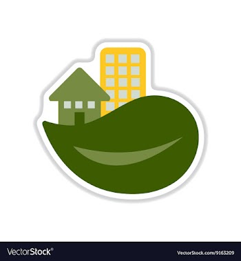 Paper sticker on white background Eco house vector image